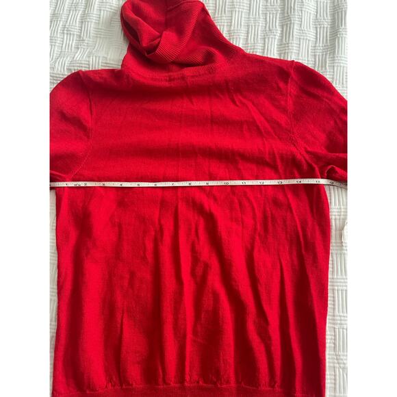 J.Crew Merino Wool Turtle Neck Roll Neck Red Sweater Holidays Christmas Modest M - Picture 8 of 10